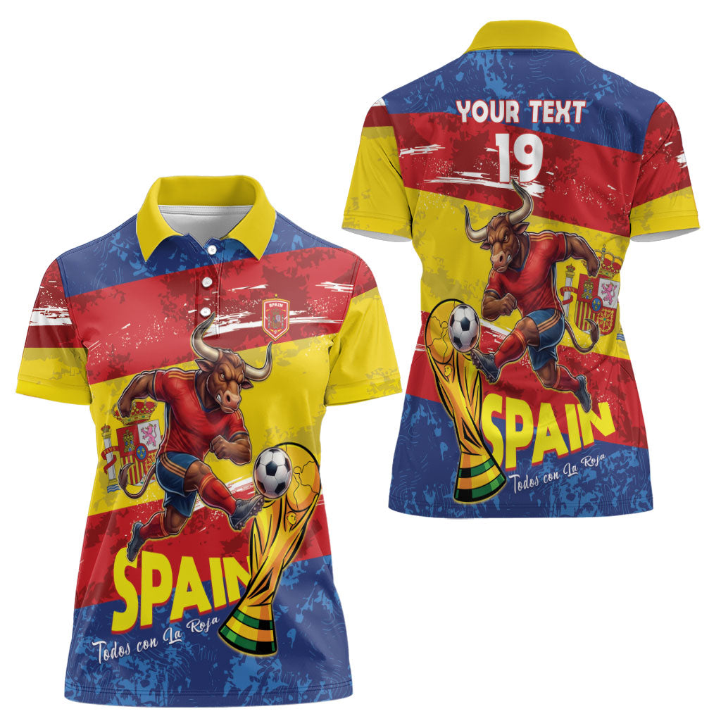 Spain National Football Custom Women Polo Shirt Spanish Bull Trophy Todos con La Roja