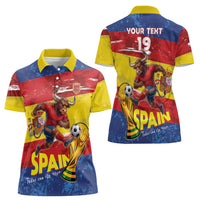 Spain National Football Custom Women Polo Shirt Spanish Bull Trophy Todos con La Roja