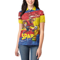 Spain National Football Custom Women Polo Shirt Spanish Bull Trophy Todos con La Roja