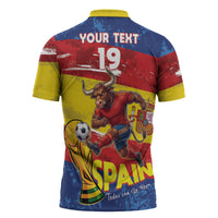 Spain National Football Custom Zipper Polo Shirt Spanish Bull Trophy Todos con La Roja