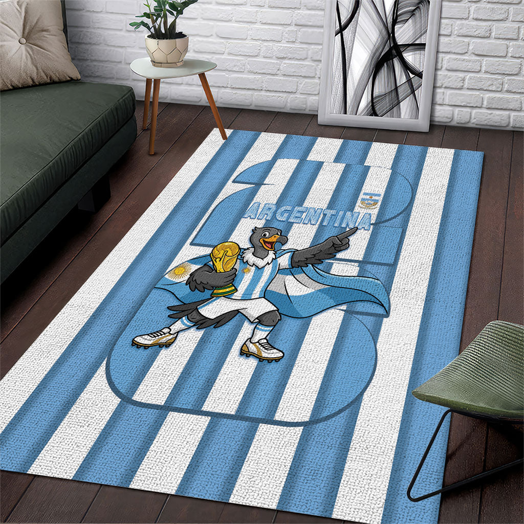 Argentina National Football Area Rug Andean Condor Trophy Sporty Style