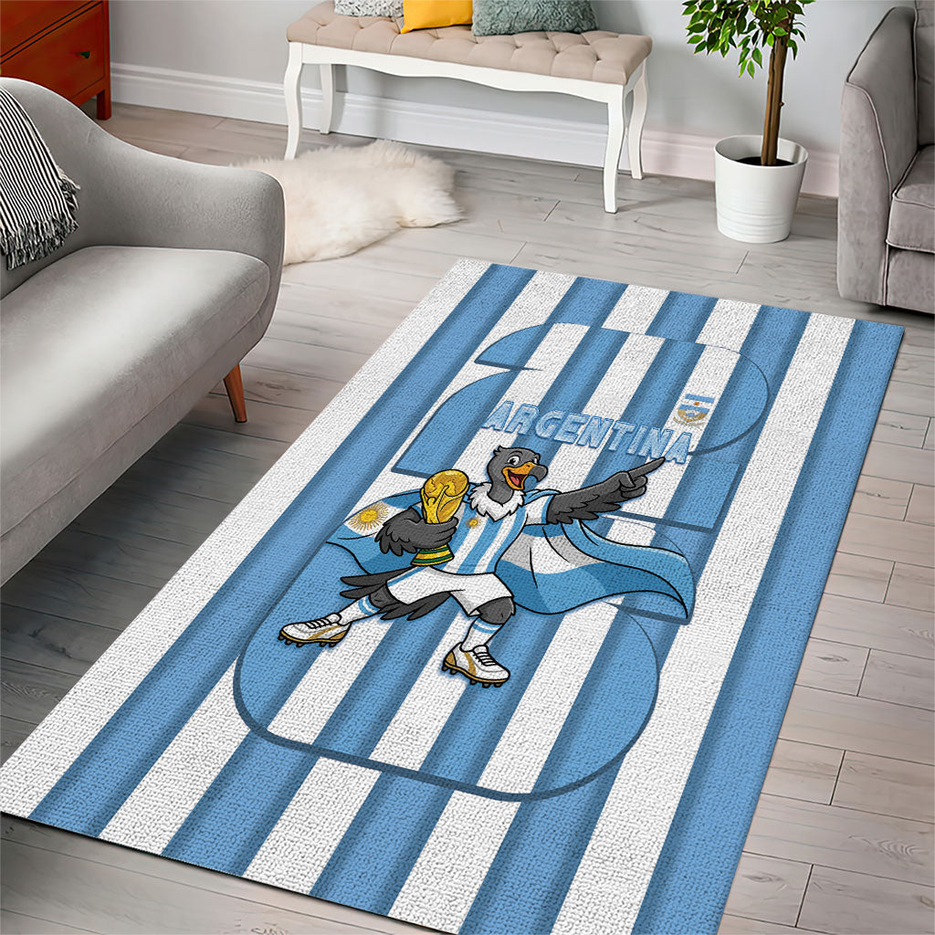 Argentina National Football Area Rug Andean Condor Trophy Sporty Style