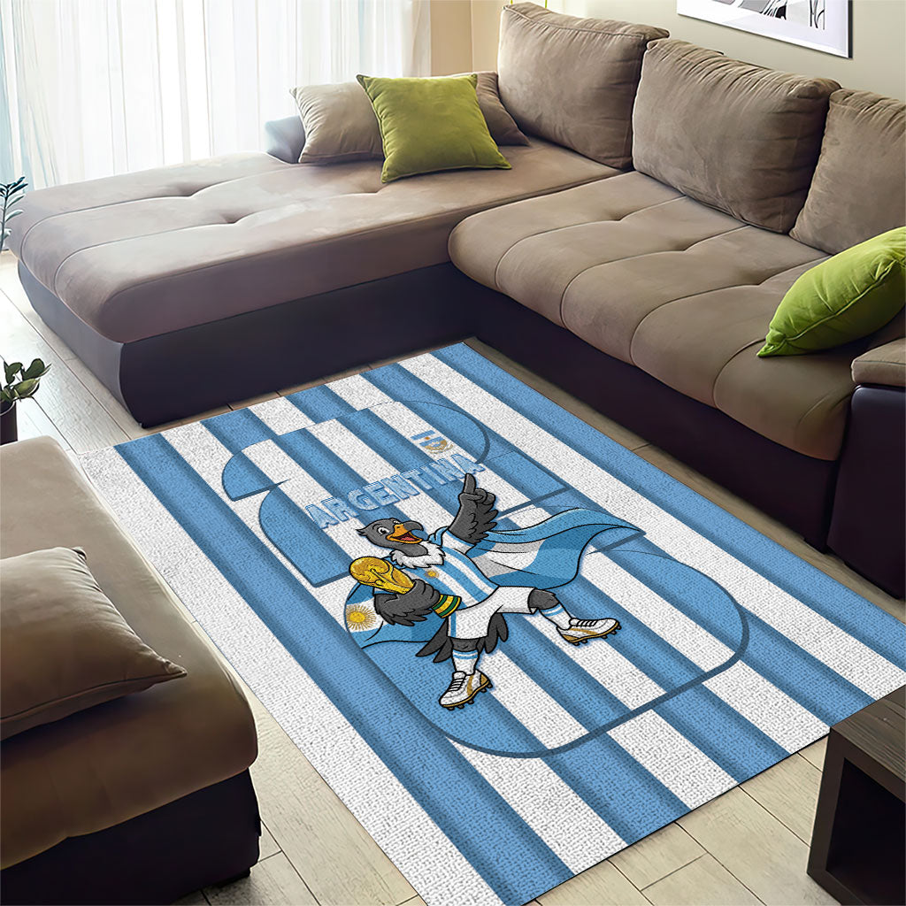 Argentina National Football Area Rug Andean Condor Trophy Sporty Style