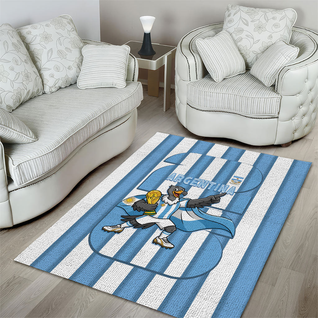 Argentina National Football Area Rug Andean Condor Trophy Sporty Style