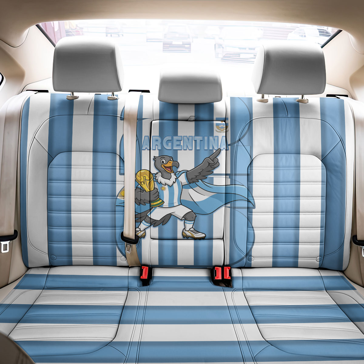 Argentina National Football Back Car Seat Cover Andean Condor Trophy Sporty Style