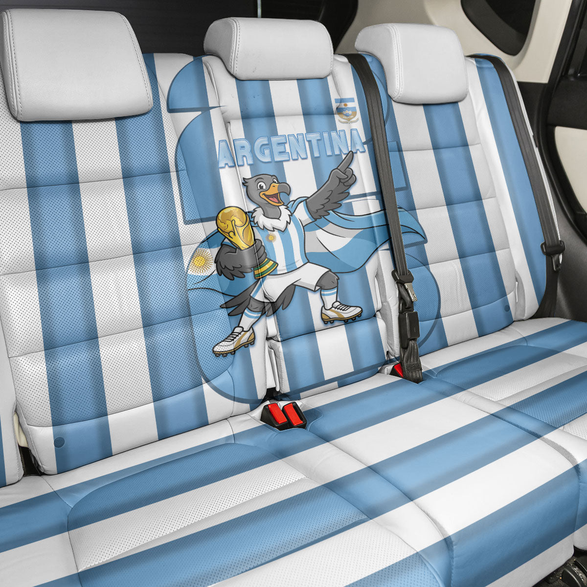 Argentina National Football Back Car Seat Cover Andean Condor Trophy Sporty Style