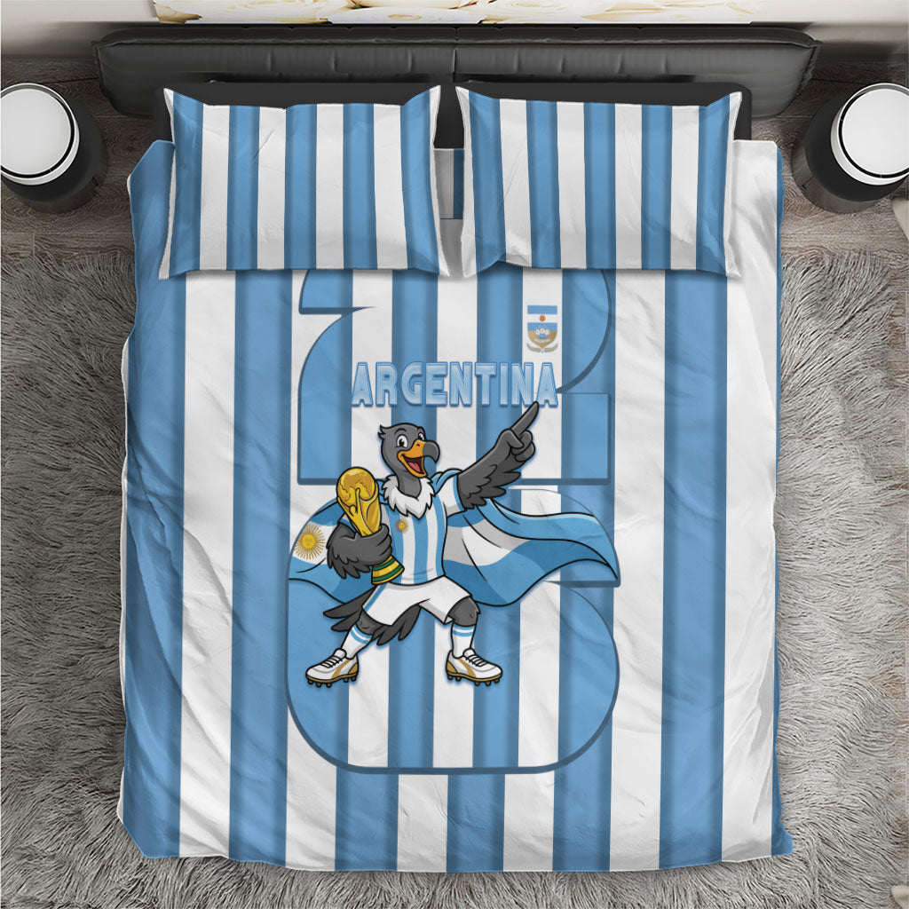 Argentina National Football Bedding Set Andean Condor Trophy Sporty Style
