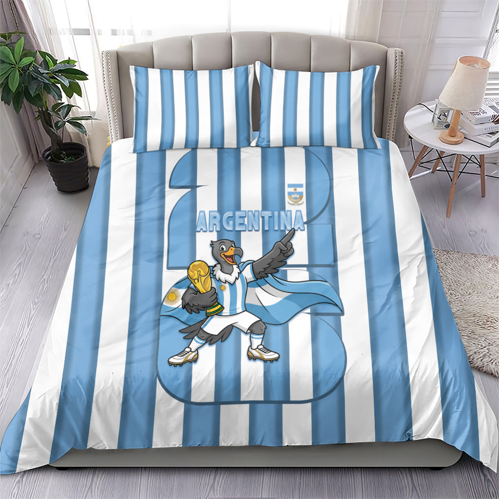 Argentina National Football Bedding Set Andean Condor Trophy Sporty Style