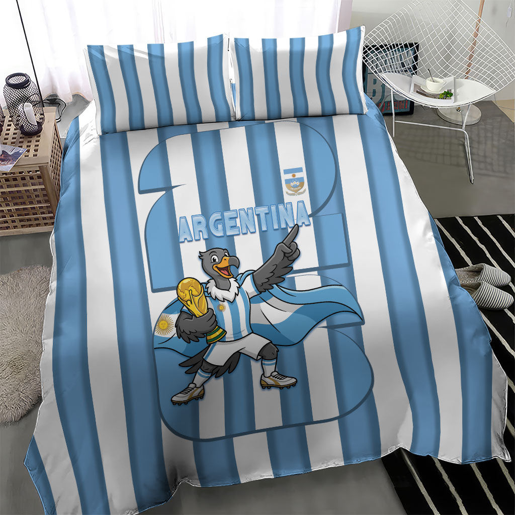 Argentina National Football Bedding Set Andean Condor Trophy Sporty Style