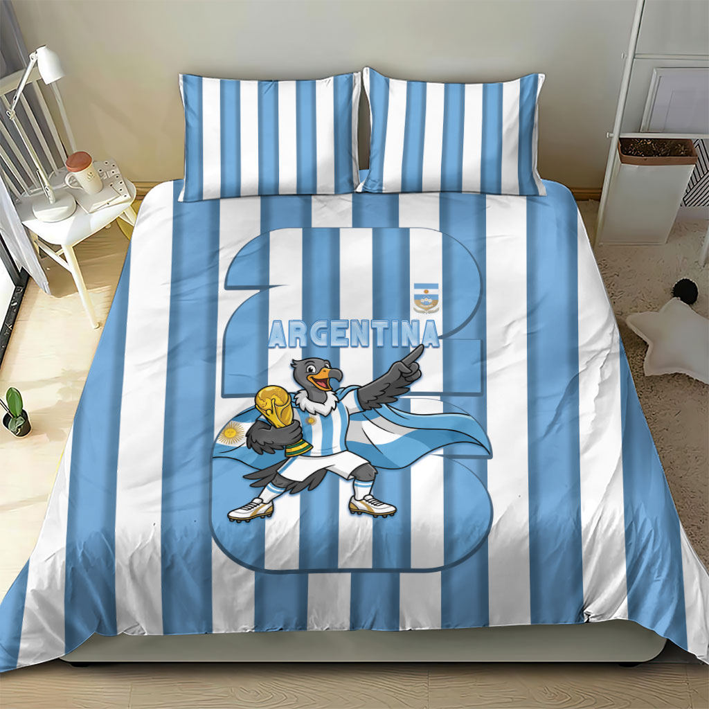 Argentina National Football Bedding Set Andean Condor Trophy Sporty Style