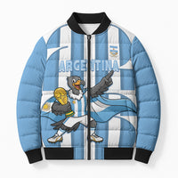 Argentina National Football Custom Bomber Puffer Jacket Andean Condor Trophy Sporty Style