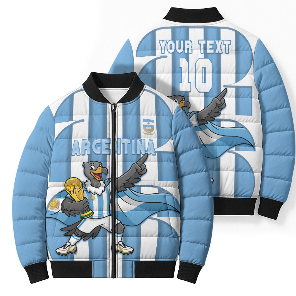 Argentina National Football Custom Bomber Puffer Jacket Andean Condor Trophy Sporty Style