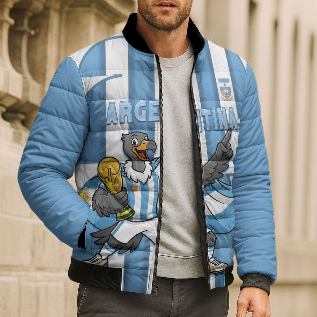 Argentina National Football Custom Bomber Puffer Jacket Andean Condor Trophy Sporty Style