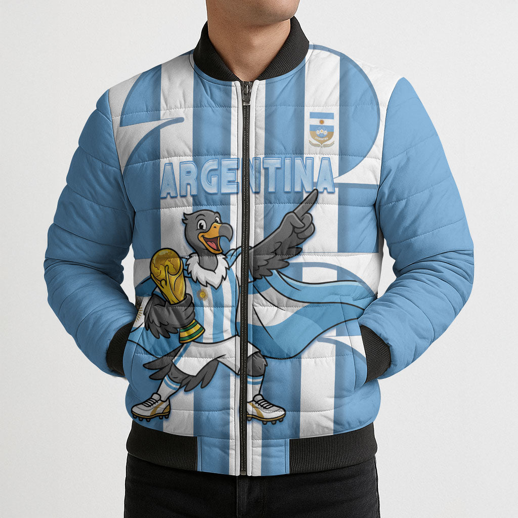 Argentina National Football Custom Bomber Puffer Jacket Andean Condor Trophy Sporty Style