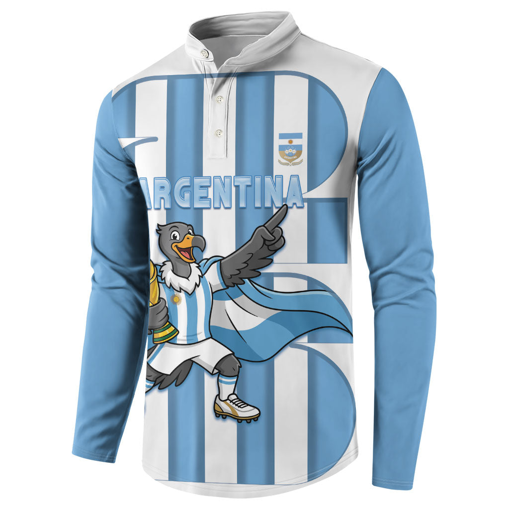 Argentina National Football Custom Button Sweatshirt Andean Condor Trophy Sporty Style