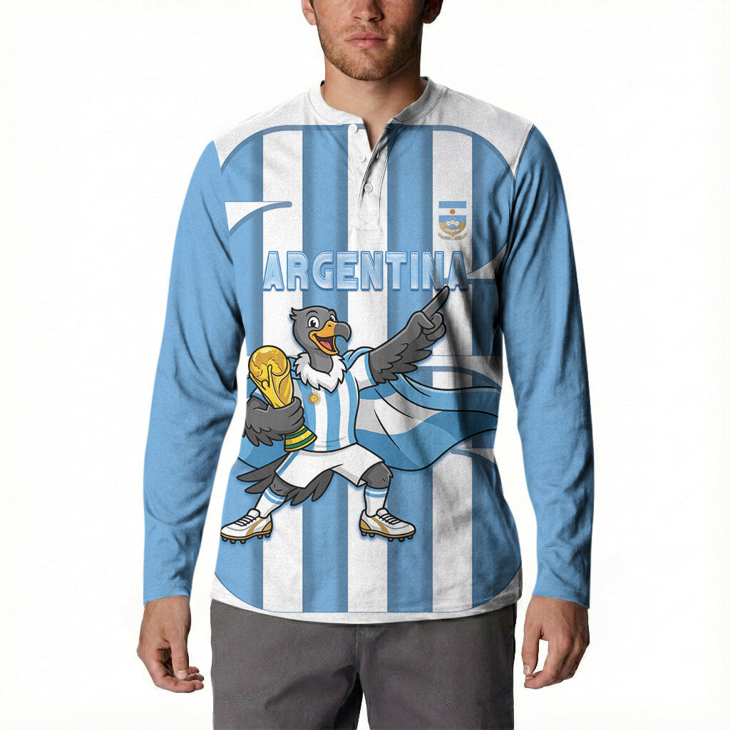Argentina National Football Custom Button Sweatshirt Andean Condor Trophy Sporty Style