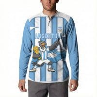Argentina National Football Custom Button Sweatshirt Andean Condor Trophy Sporty Style