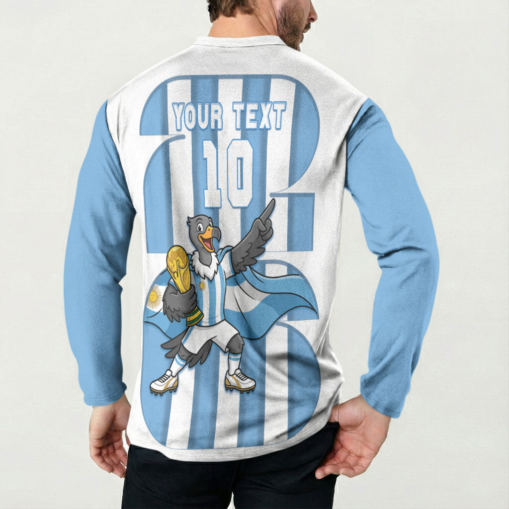 Argentina National Football Custom Button Sweatshirt Andean Condor Trophy Sporty Style