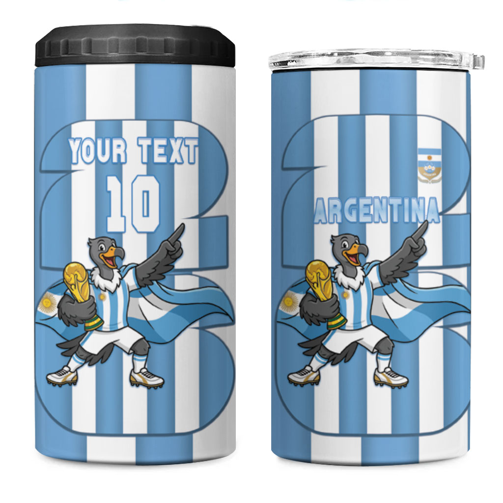 Argentina National Football Custom 4 in 1 Can Cooler Tumbler Andean Condor Trophy Sporty Style