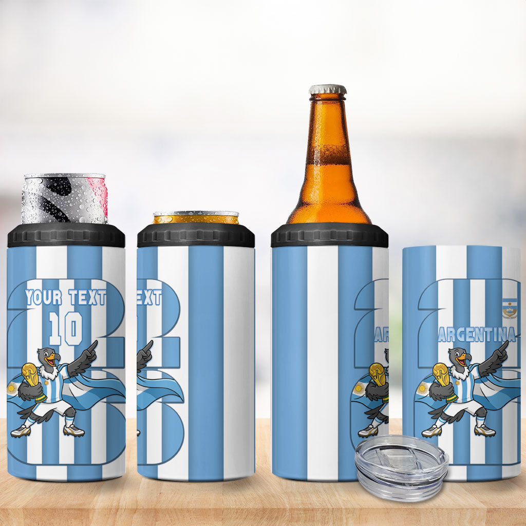Argentina National Football Custom 4 in 1 Can Cooler Tumbler Andean Condor Trophy Sporty Style