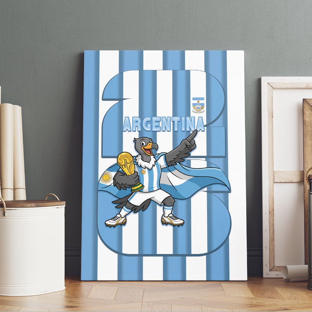 Argentina National Football Canvas Wall Art Andean Condor Trophy Sporty Style