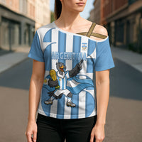Argentina National Football Custom Cross Shoulder Shirt Andean Condor Trophy Sporty Style