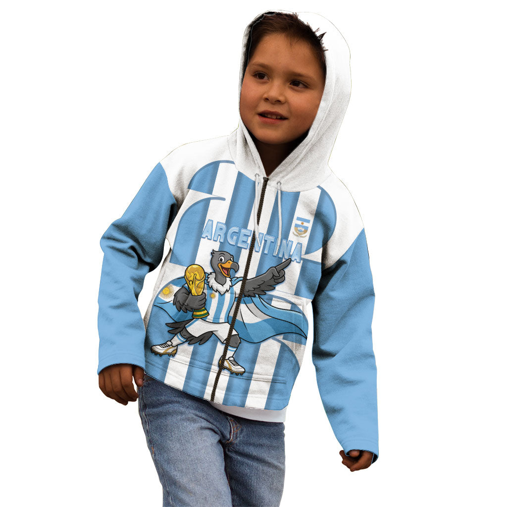 Argentina National Football Custom Kid Hoodie Andean Condor Trophy Sporty Style