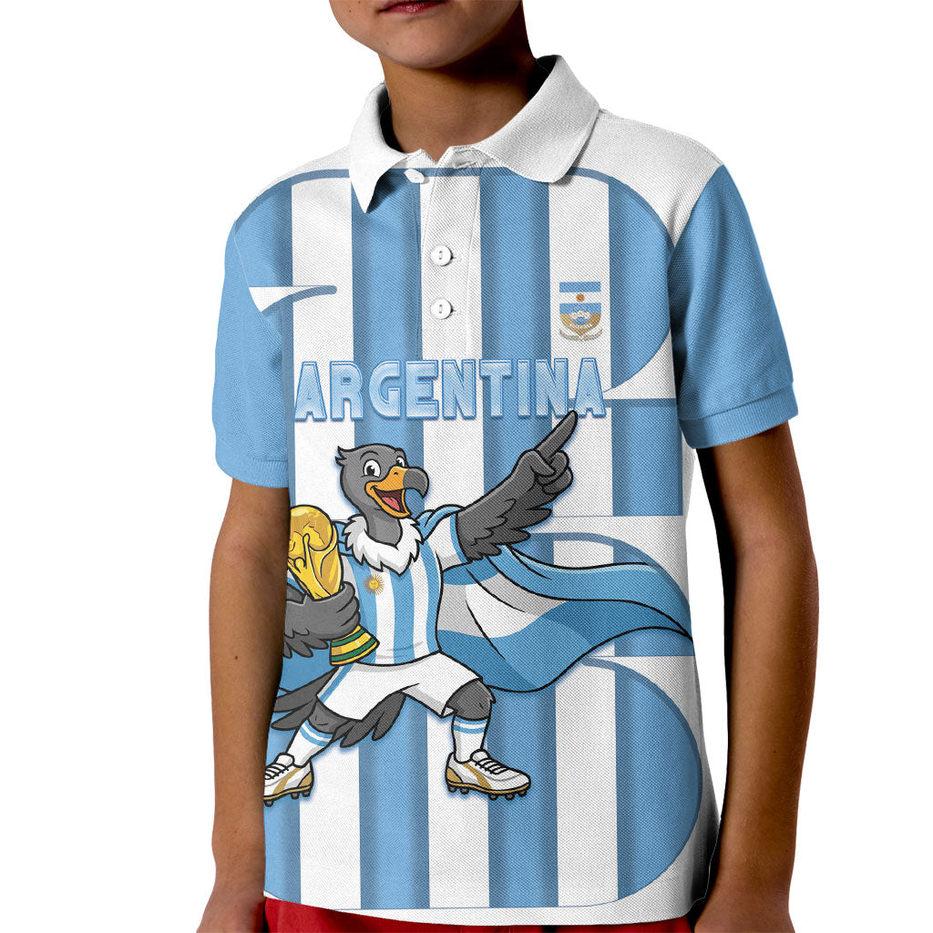 Argentina National Football Custom Kid Polo Shirt Andean Condor Trophy Sporty Style