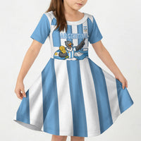 Argentina National Football Custom Kid Short Sleeve Dress Andean Condor Trophy Sporty Style