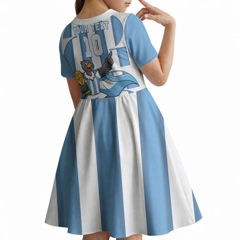 Argentina National Football Custom Kid Short Sleeve Dress Andean Condor Trophy Sporty Style