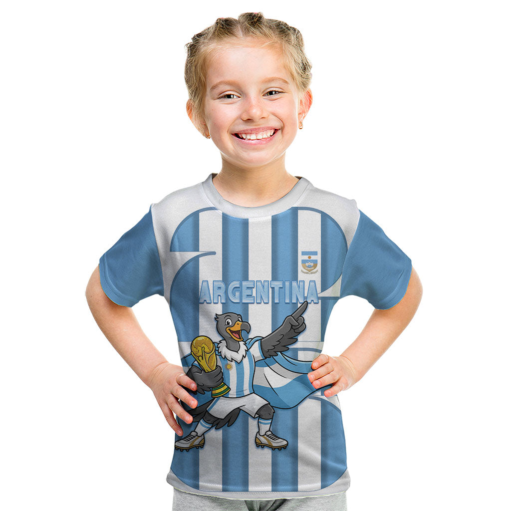 Argentina National Football Custom Kid T Shirt Andean Condor Trophy Sporty Style