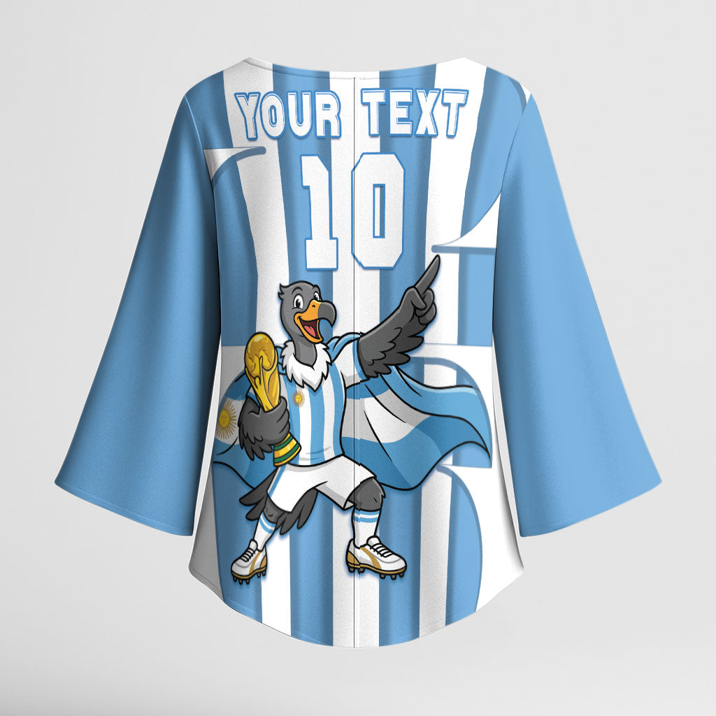 Argentina National Football Custom Kimono Sleeve Blouse Andean Condor Trophy Sporty Style