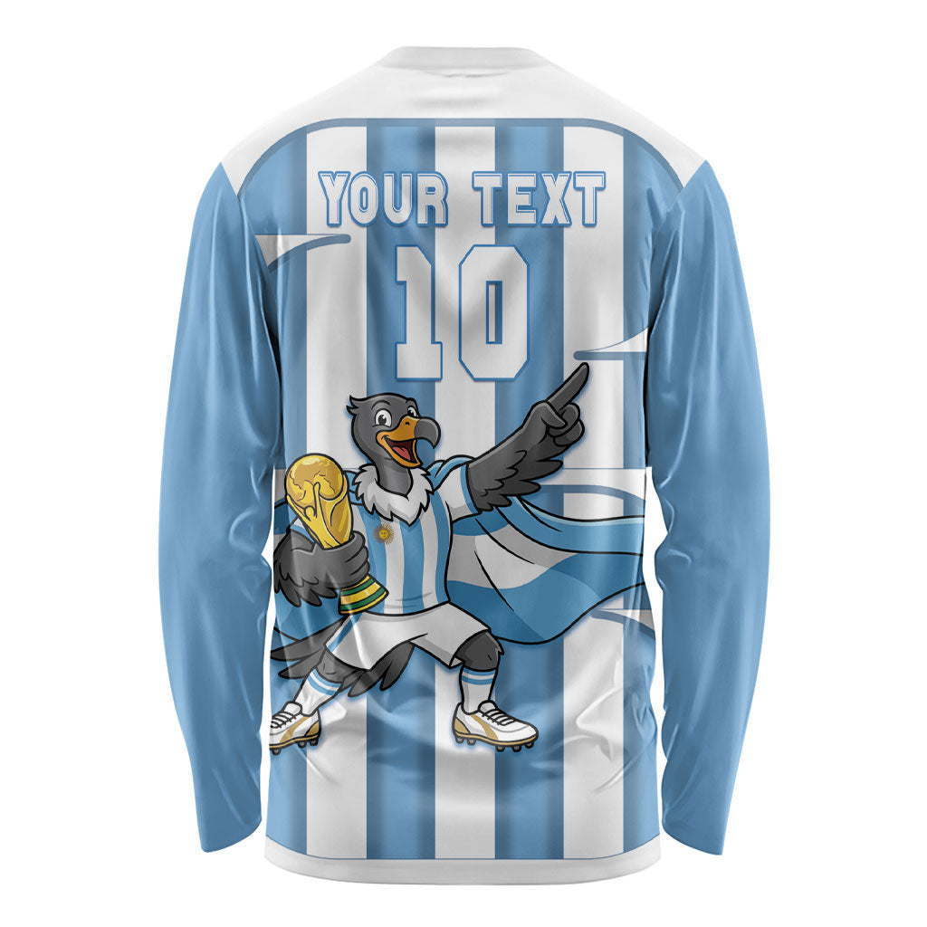 Argentina National Football Custom Long Sleeve Shirt Andean Condor Trophy Sporty Style