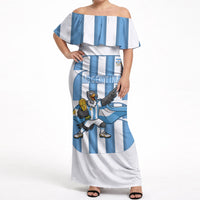 Argentina National Football Custom Off Shoulder Maxi Dress Andean Condor Trophy Sporty Style