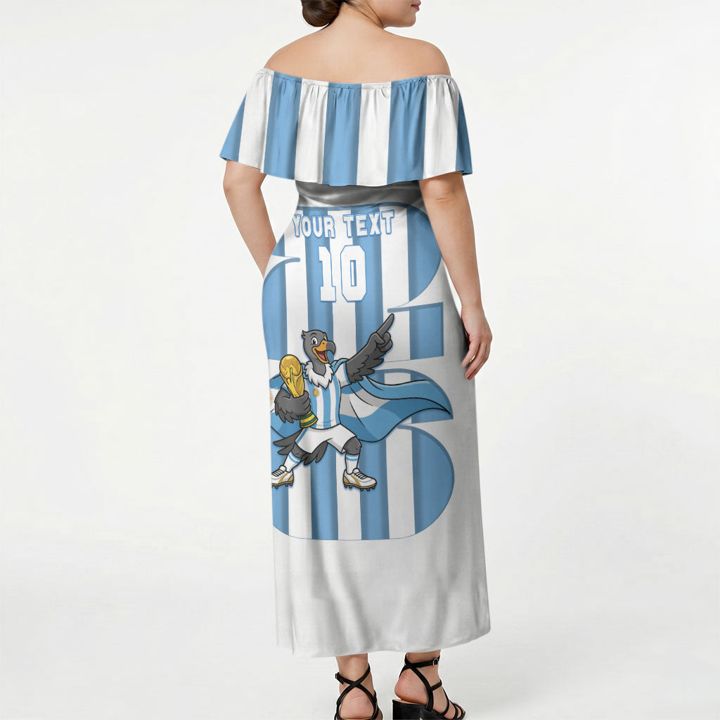 Argentina National Football Custom Off Shoulder Maxi Dress Andean Condor Trophy Sporty Style
