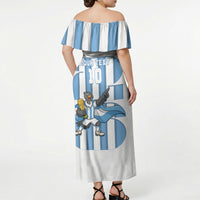 Argentina National Football Custom Off Shoulder Maxi Dress Andean Condor Trophy Sporty Style