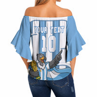 Argentina National Football Custom Off Shoulder Wrap Waist Top Andean Condor Trophy Sporty Style