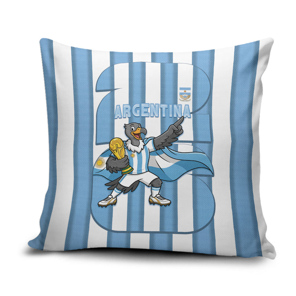 Argentina National Football Pillow Cover Andean Condor Trophy Sporty Style