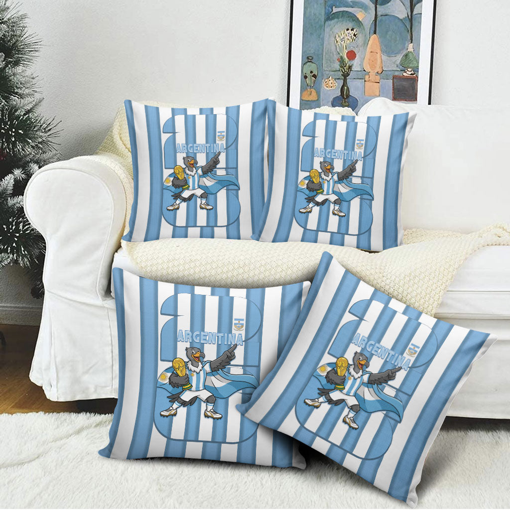 Argentina National Football Pillow Cover Andean Condor Trophy Sporty Style