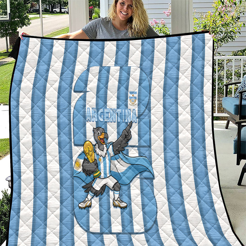 Argentina National Football Quilt Andean Condor Trophy Sporty Style
