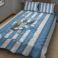 Argentina National Football Quilt Bed Set Andean Condor Trophy Sporty Style