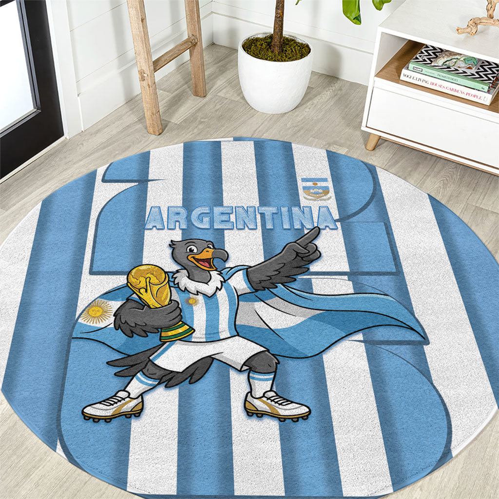 Argentina National Football Round Carpet Andean Condor Trophy Sporty Style