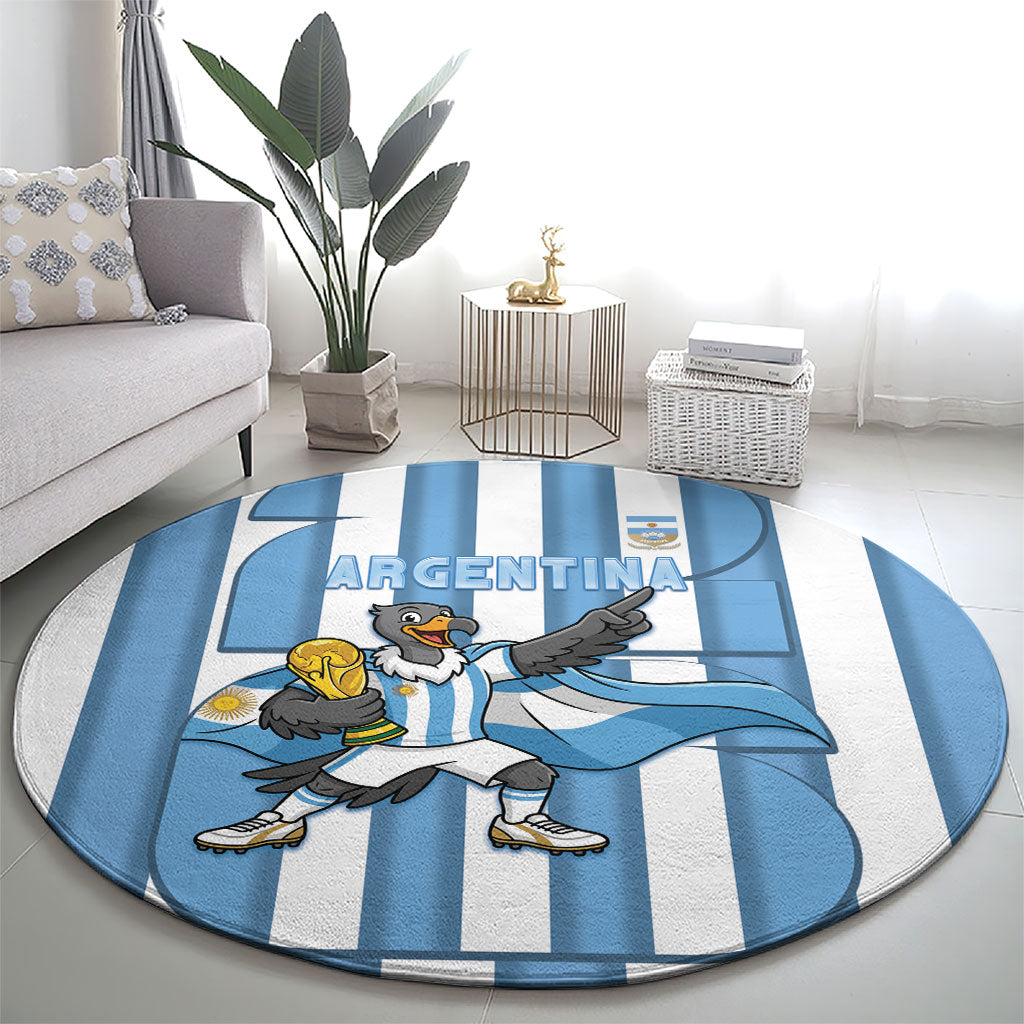Argentina National Football Round Carpet Andean Condor Trophy Sporty Style