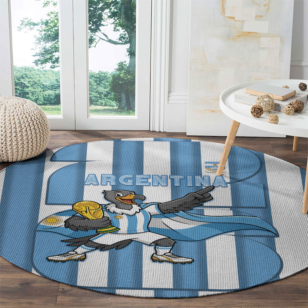 Argentina National Football Round Carpet Andean Condor Trophy Sporty Style