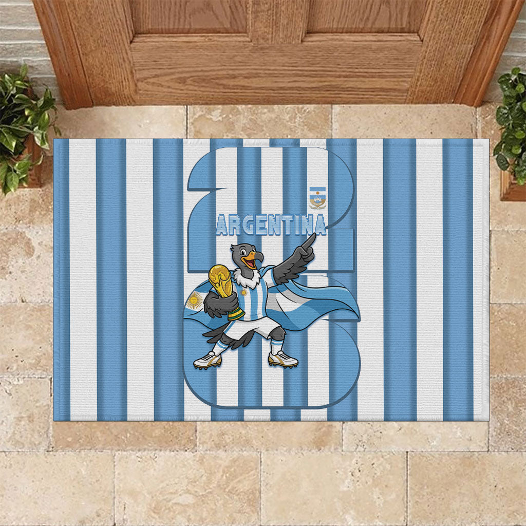 Argentina National Football Rubber Doormat Andean Condor Trophy Sporty Style