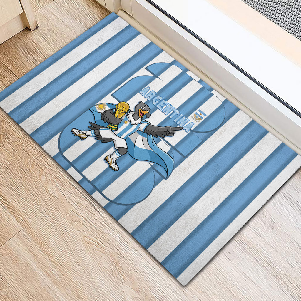 Argentina National Football Rubber Doormat Andean Condor Trophy Sporty Style