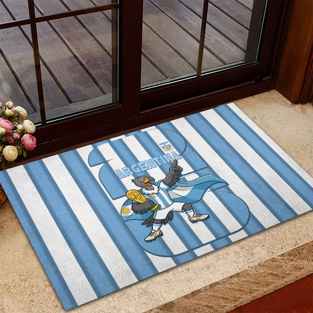 Argentina National Football Rubber Doormat Andean Condor Trophy Sporty Style