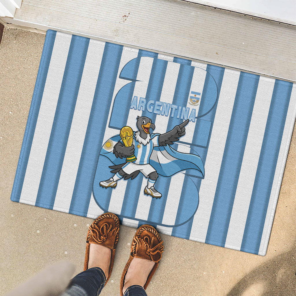 Argentina National Football Rubber Doormat Andean Condor Trophy Sporty Style