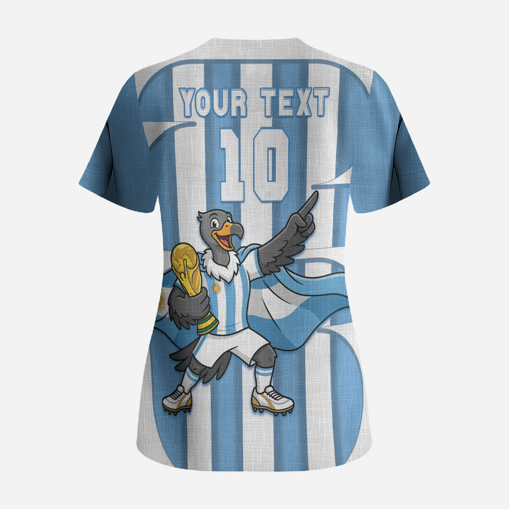 Argentina National Football Custom Scrub Top Andean Condor Trophy Sporty Style