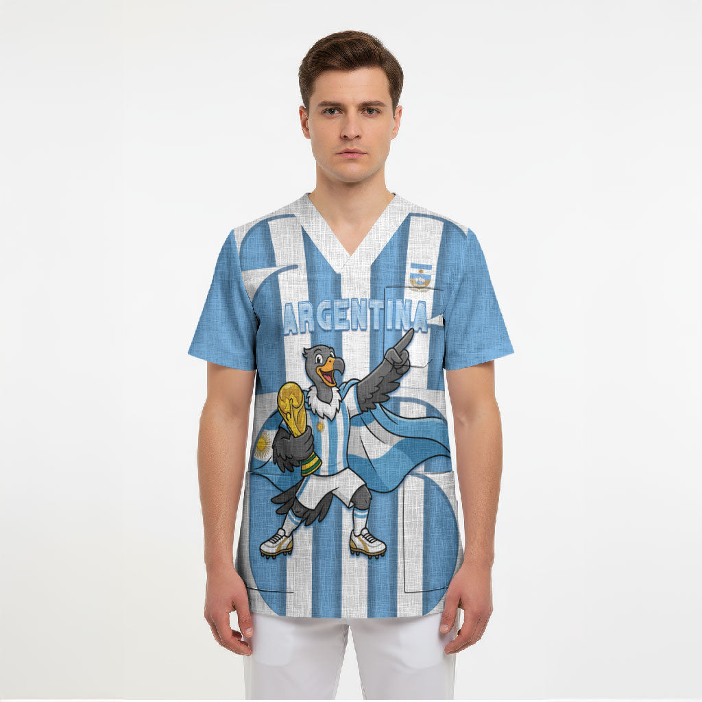 Argentina National Football Custom Scrub Top Andean Condor Trophy Sporty Style